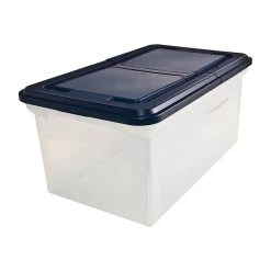 Advantus Extra Capacity File Storage Box With Lid, Letter Size, Clear/Navy (AVT-55797)