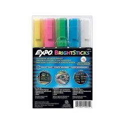 Expo BrightSticks Wet Erase Markers, Bullet Tip, Assorted, 5/Pack (14075)
