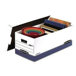 Bankers Box Medium-Duty FastFold Corrugated File Storage Boxes, Lift-Off Lid, Letter Size, White/Blue, 12/Carton (00701) -Cheap Staples Shop sp42127152 sc7