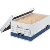 Bankers Box Medium-Duty FastFold Corrugated File Storage Boxes, 24" Lift-Off Lid, Legal Size, White/Blue, 12/Carton (00702) -Cheap Staples Shop sp42127153 sc7
