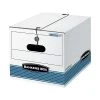 Bankers Box Medium-Duty FastFold File Storage Boxes, String & Button, Letter/Legal Size, White/Blue, 4/Carton (0002501) -Cheap Staples Shop sp46777660 sc7