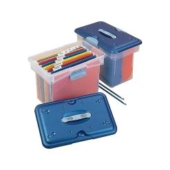Homz Tote-N-Go Portable Plastic Tote, Letter Size, Clear/Blue (7882STMB.04) 5 Homz Tote-N-Go Portable Plastic Tote, Letter Size, Clear/Blue (7882STMB.04) -Cheap Staples Shop sp48967406 sc7
