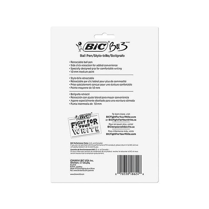 BIC BU3 Retractable Ballpoint Pens, Medium Point, Assorted Colors Ink, 18/Pack (BU3P18-AST) 6 BIC BU3 Retractable Ballpoint Pens, Medium Point, Assorted Colors Ink, 18/Pack (BU3P18-AST) - Image 4