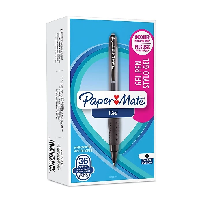 Paper Mate Gel Pen, Micro Point, Black Ink, 36/Pack (2082958) 3 Paper Mate Gel Pen, Micro Point, Black Ink, 36/Pack (2082958)