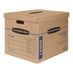 Cheap Staples Shop 21 Bankers Box Smoothmove Classic Moving Boxes, Kraft/Blue, 2/Pack (7718203)