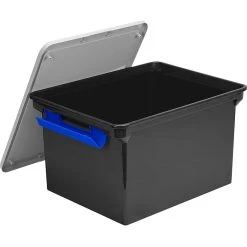 Storex Letter/Legal Portable File Tote Storage Box With Locking Handle, Letter/Legal Size, Black (STX61543U01C) -Cheap Staples Shop sp70795889 sc7