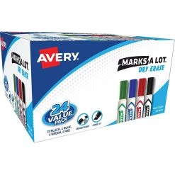 Avery Marks-A-Lot Desk-Style Dry Erase Markers, Chisel Tip, Assorted, 24/Pack (98188)