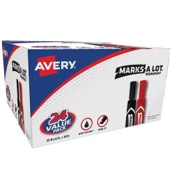 Avery Marks-A-Lot Desk-Style Permanent Markers, Chisel Tip, Assorted, 24/Pack (98187)