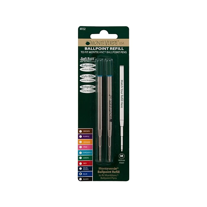 YAFA® Monteverde USA® Soft Roll™ Ballpoint Pen Refill, Medium Point, Blue Ink, 2/Pack (M132BU) 3 YAFA® Monteverde USA® Soft Roll™ Ballpoint Pen Refill, Medium Point, Blue Ink, 2/Pack (M132BU)