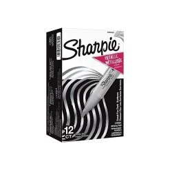 Sharpie Permanent Markers, Chisel Tip, Silver Metallic, 12/Pack (2089638)