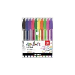 Zebra Doodler'z Gel Pen, Medium Point, Assorted Inks, 10/Pack (41810)