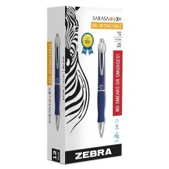 Zebra Sarasa Dry X10 Gel Retractable Pens, Medium Point, Blue Ink, Dozen (42620)