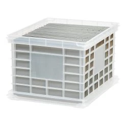 IRIS Staples® File Storage Plastic Crate, Letter/Legal Size, Clear (STP-54269)